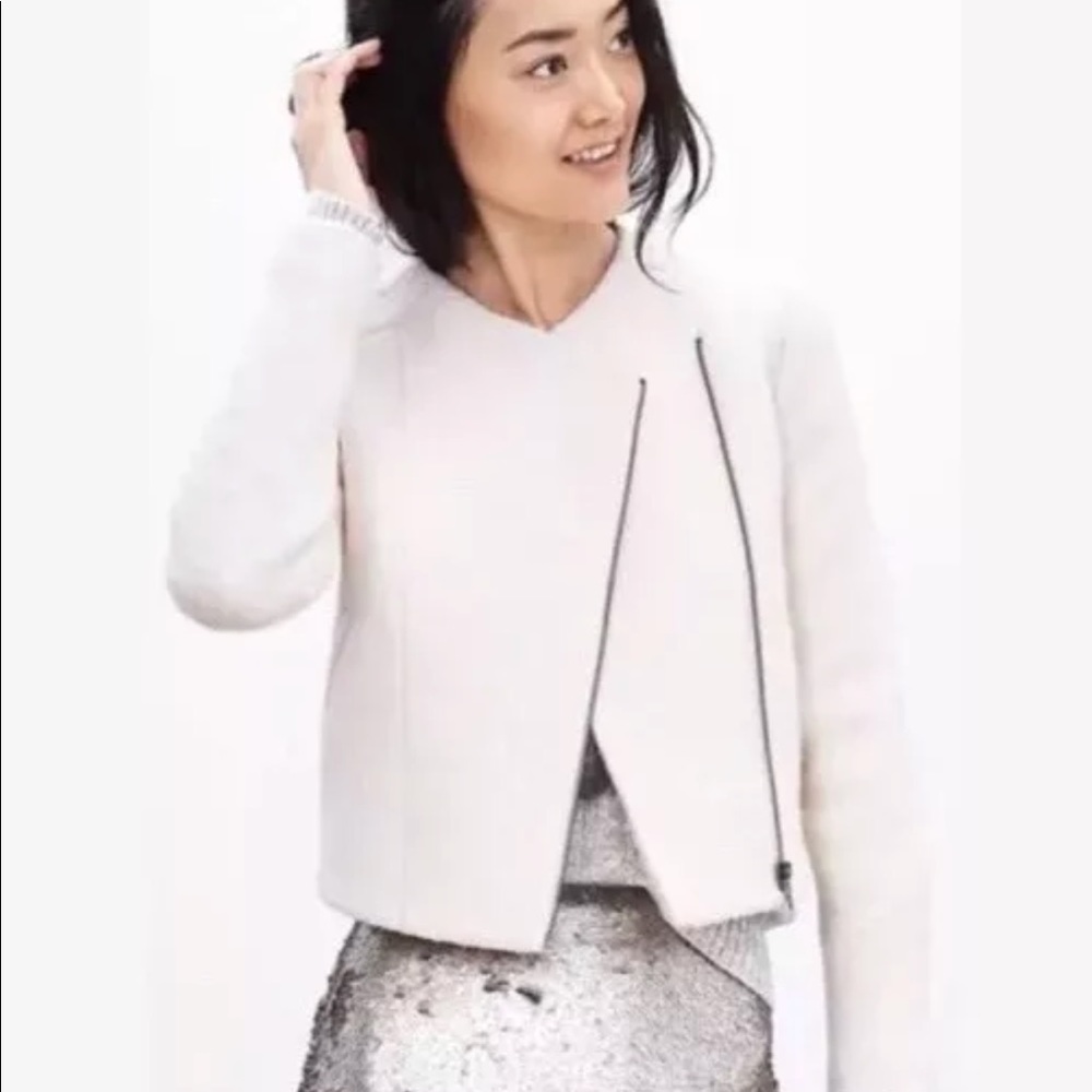 Baby boucle zipper-off white ivory jacket